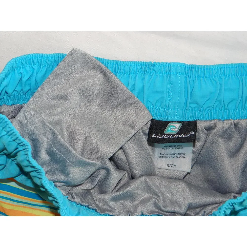 Laguna Men's Beach Shorts - Stylish Stripes in Blue & Gray‎